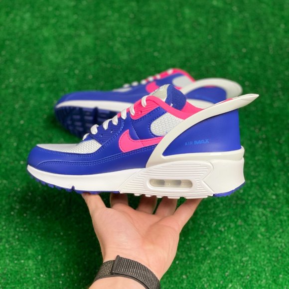 Nike Air Max 90 FlyEase Low GS Shoes Blue Pink White /Sz 6.5/ CV0526-101 - Picture 2 of 4